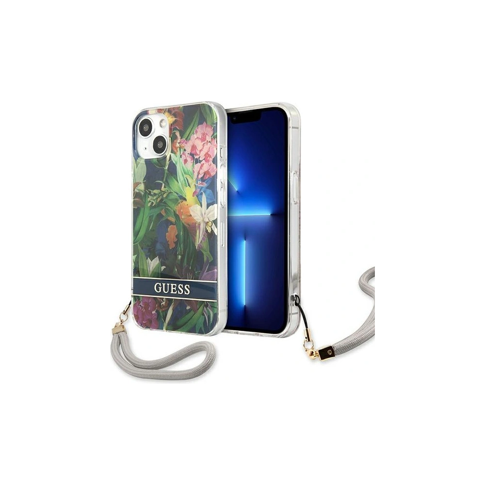 Etui Guess GUHCP13MHFLSB Apple iPhone 13 niebieski/blue hardcase Flower Strap