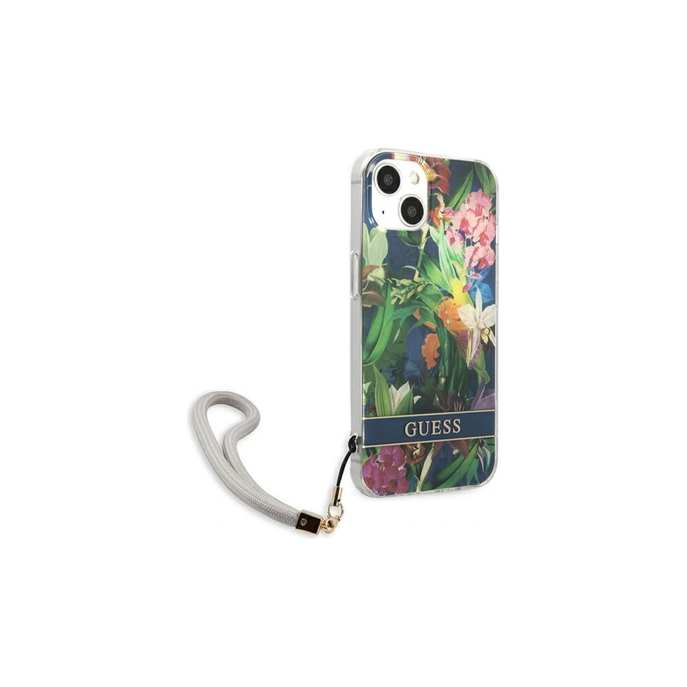 Etui Guess GUHCP13MHFLSB Apple iPhone 13 niebieski/blue hardcase Flower Strap