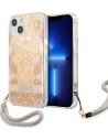 Guess GUHCP13MHFLSD Apple iPhone 13 gold hardcase Flower Strap