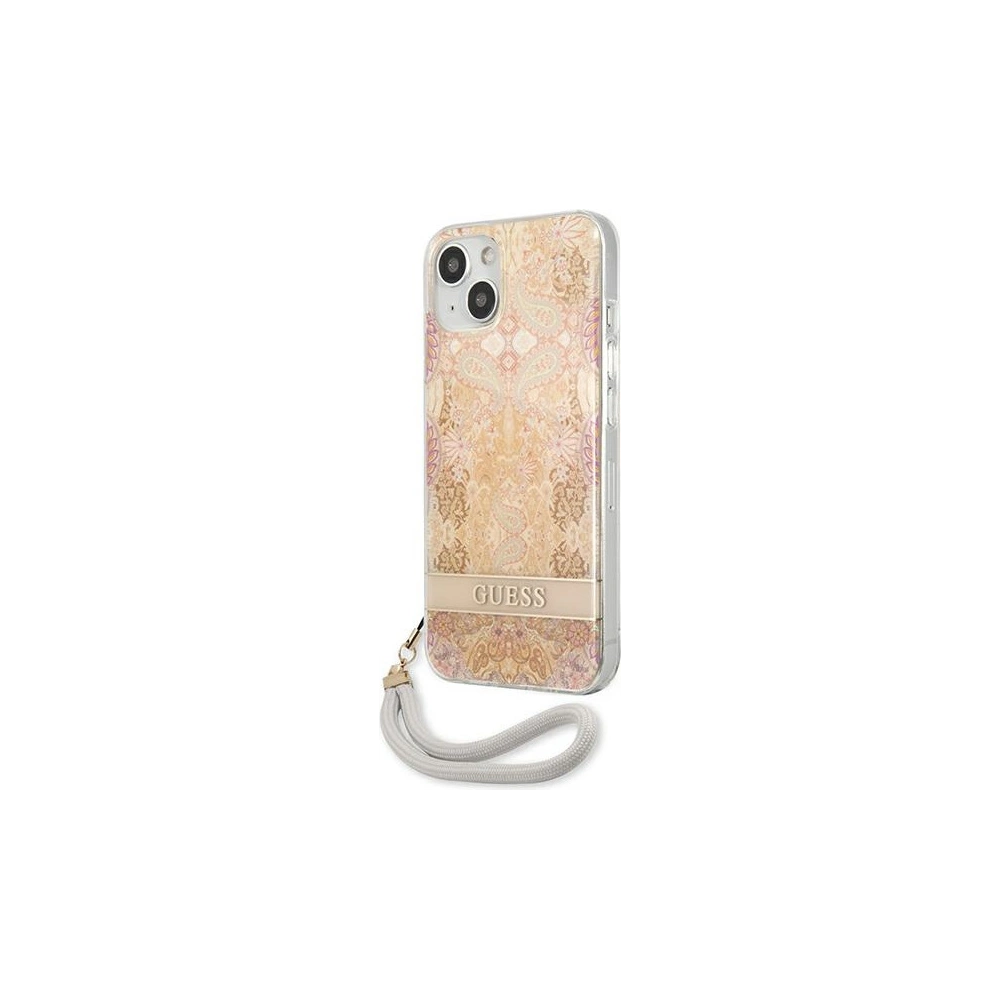 Etui Guess GUHCP13MHFLSD Apple iPhone 13 złoty/gold hardcase Flower Strap