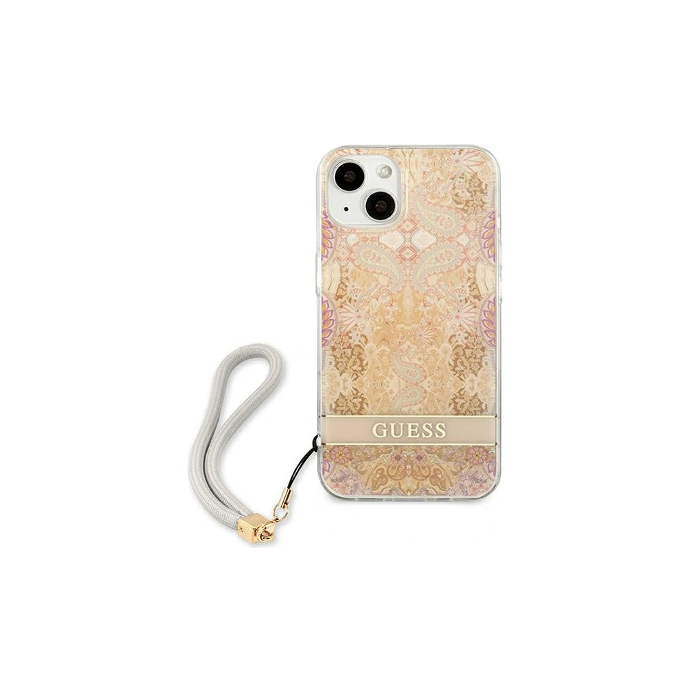 Etui Guess GUHCP13MHFLSD Apple iPhone 13 złoty/gold hardcase Flower Strap