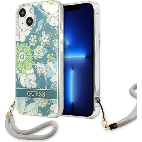 Kup Etui Guess GUHCP13MHFLSN Apple iPhone 13 zöld/green hardcase Flower Strap - GUE1769GRN - {ean13} - Sklep Home Screen