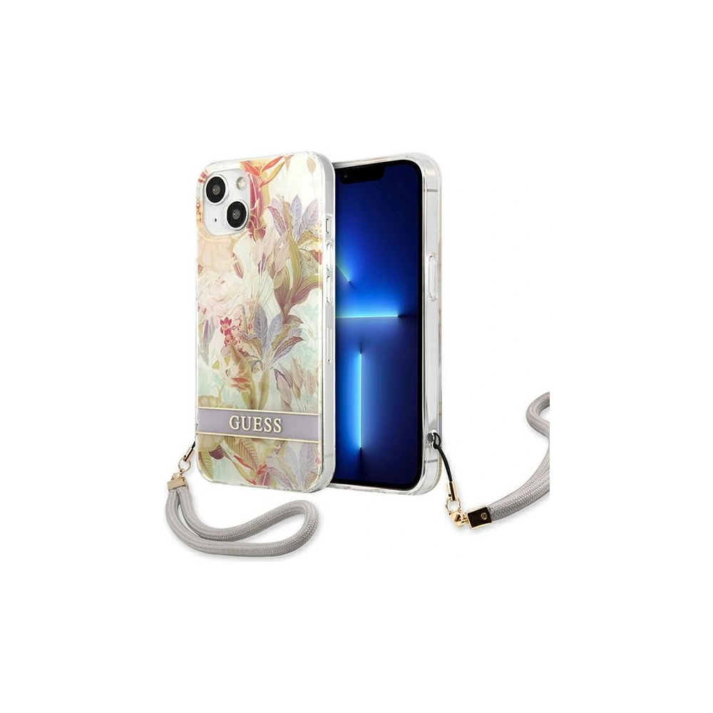 Etui Guess GUHCP13MHFLSU Apple iPhone 13 fioletowy/purple hardcase Flower Strap