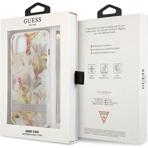 Buy Guess GUHCP13MHFLSU Apple iPhone 13 purple hardcase Flower Strap - GUE1770PRP - {ean13} - Home Screen Store Europe
