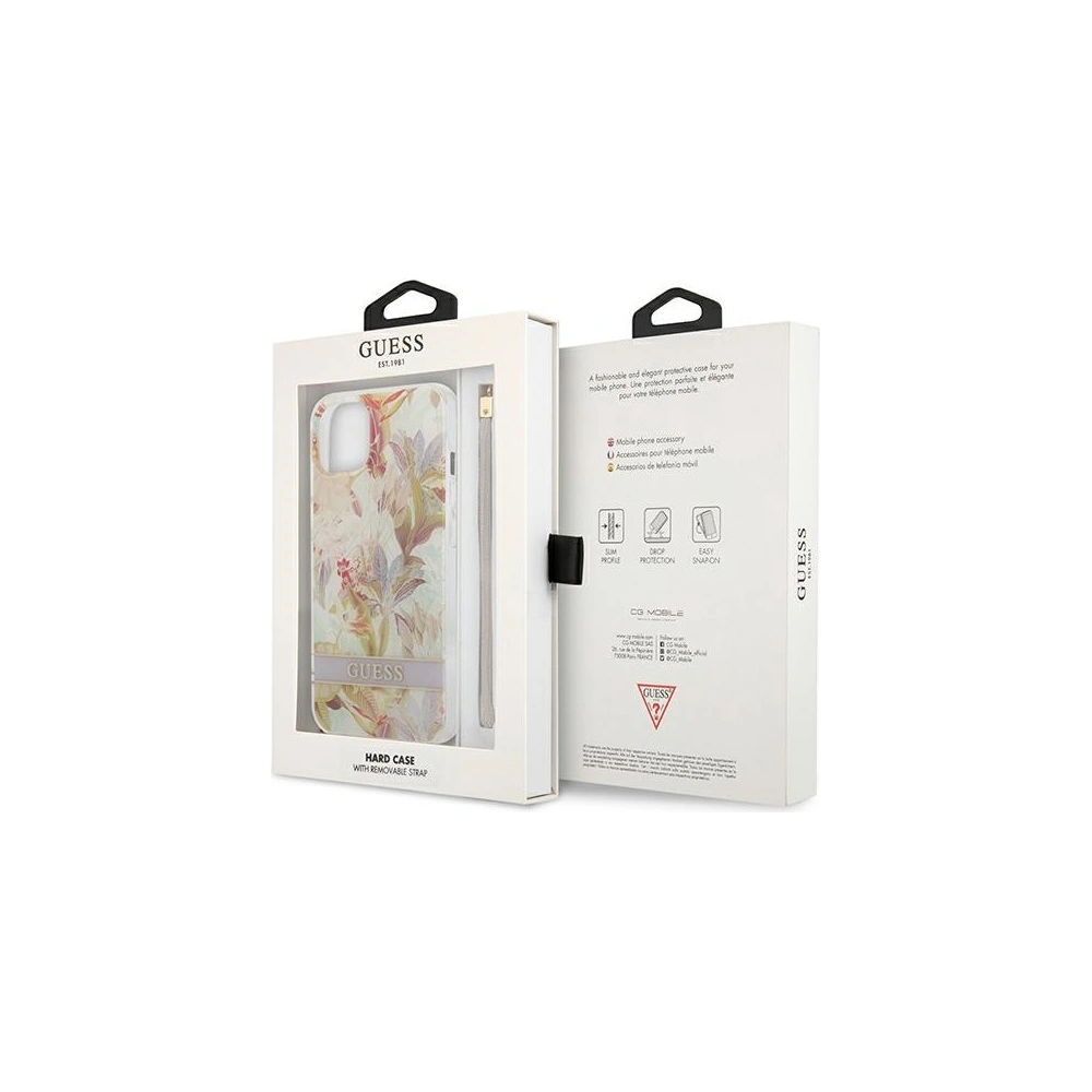 Etui Guess GUHCP13MHFLSU Apple iPhone 13 fioletowy/purple hardcase Flower Strap