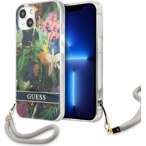 Kup Case Guess GUHCP13SHFLSB Apple iPhone 13 mini blau/hardcase Flower Strap - GUE1773BLU - {ean13} - Sklep Home Screen