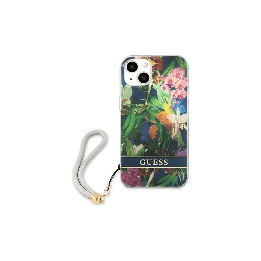Etui Guess GUHCP13SHFLSB Apple iPhone 13 mini niebieski/blue hardcase Flower Strap