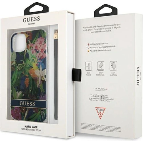 Kup Etui Guess GUHCP13SHFLSB Apple iPhone 13 mini albastru/blue hardcase Flower Strap - GUE1773BLU - {ean13} - Sklep Home Screen
