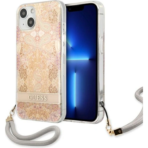 Kup Etui Guess GUHCP13SHFLSD Apple iPhone 13 mini aur/gold hardcase Flower Strap - GUE1774GLD - {ean13} - Sklep Home Screen