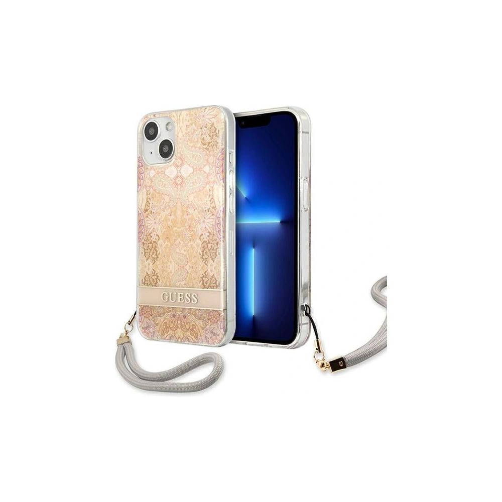 Etui Guess GUHCP13SHFLSD Apple iPhone 13 mini złoty/gold hardcase Flower Strap