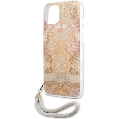 Kup Etui Guess GUHCP13SHFLSD Apple iPhone 13 mini aur/gold hardcase Flower Strap - GUE1774GLD - {ean13} - Sklep Home Screen