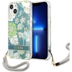 Kup Case Guess GUHCP13SHFLSN Apple iPhone 13 mini grün/green hardcase Flower Strap - GUE1775GRN - {ean13} - Sklep Home Screen