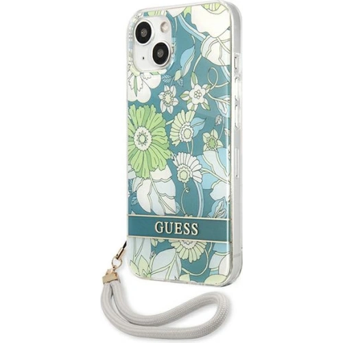 Kup Case Guess GUHCP13SHFLSN Apple iPhone 13 mini grün/green hardcase Flower Strap - GUE1775GRN - {ean13} - Sklep Home Screen