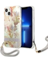 Case Guess GUHCP13SHFLSU Apple iPhone 13 mini lila/purple Hardcase mit Flower Strap