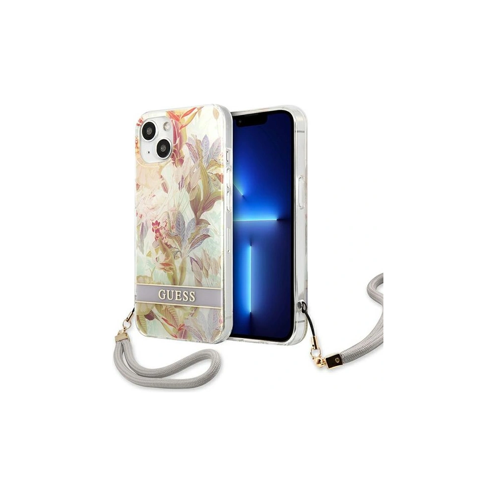 Etui Guess GUHCP13SHFLSU Apple iPhone 13 mini fioletowy/purple hardcase Flower Strap