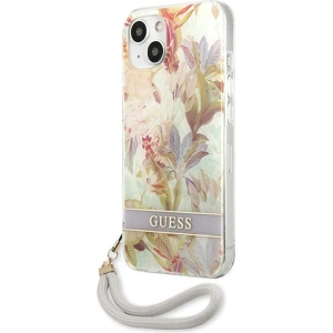 Kup Case Guess GUHCP13SHFLSU Apple iPhone 13 mini lila/purple Hardcase mit Flower Strap - GUE1776PRP - {ean13} - Sklep Home Screen