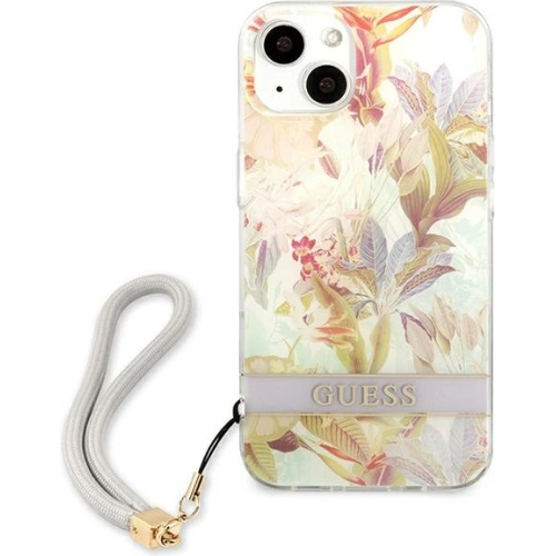 Kup Case Guess GUHCP13SHFLSU Apple iPhone 13 mini lila/purple Hardcase mit Flower Strap - GUE1776PRP - {ean13} - Sklep Home Screen