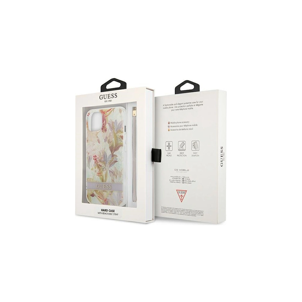 Etui Guess GUHCP13SHFLSU Apple iPhone 13 mini fioletowy/purple hardcase Flower Strap