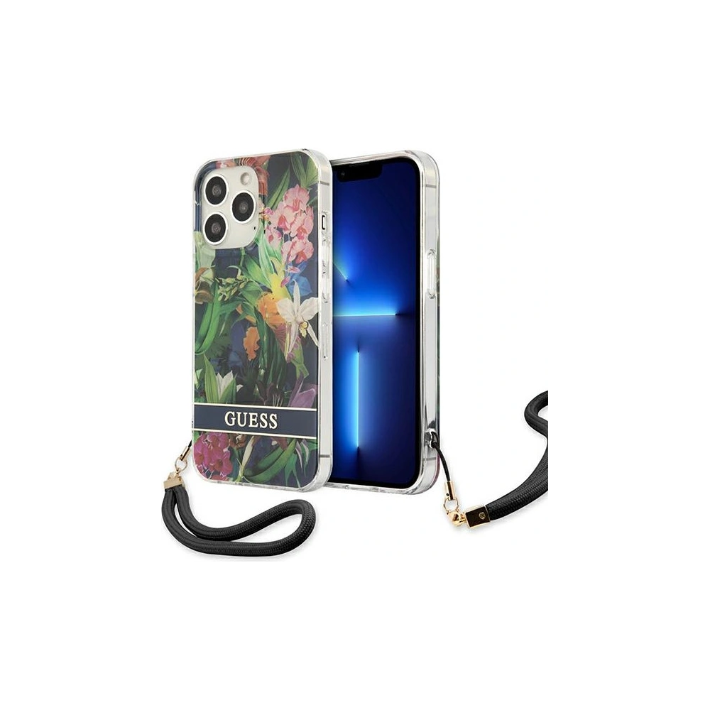 Etui Guess GUHCP13XHFLSB Apple iPhone 13 Pro Max niebieski/blue hardcase Flower Strap
