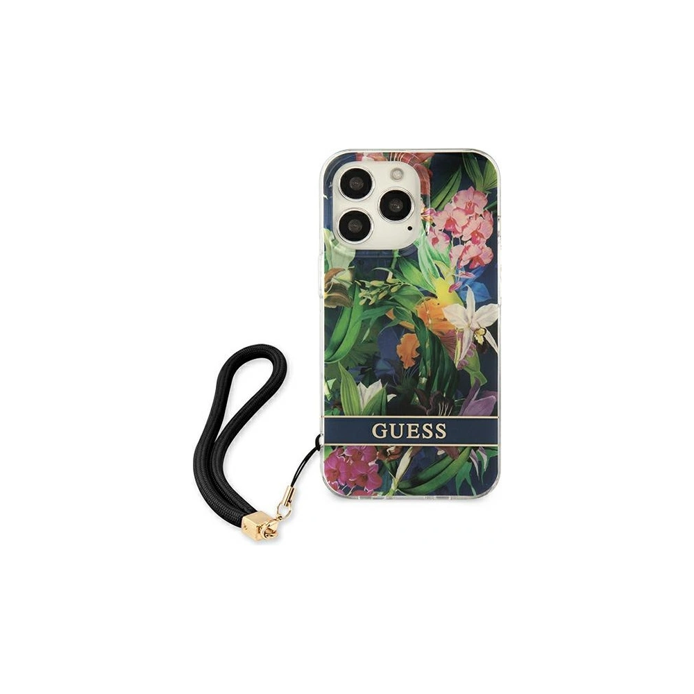 Etui Guess GUHCP13XHFLSB Apple iPhone 13 Pro Max niebieski/blue hardcase Flower Strap