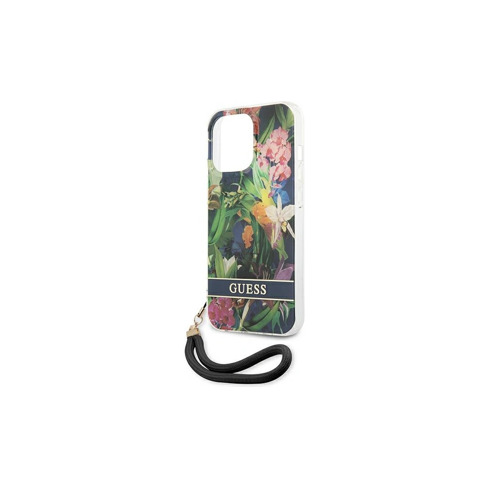 Etui Guess GUHCP13XHFLSB Apple iPhone 13 Pro Max niebieski/blue hardcase Flower Strap
