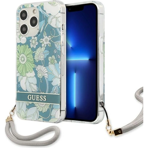 Kup Case Guess GUHCP13XHFLSN Apple iPhone 13 Pro Max grün/green Hardcase Flower Strap - GUE1781GRN - {ean13} - Sklep Home Screen