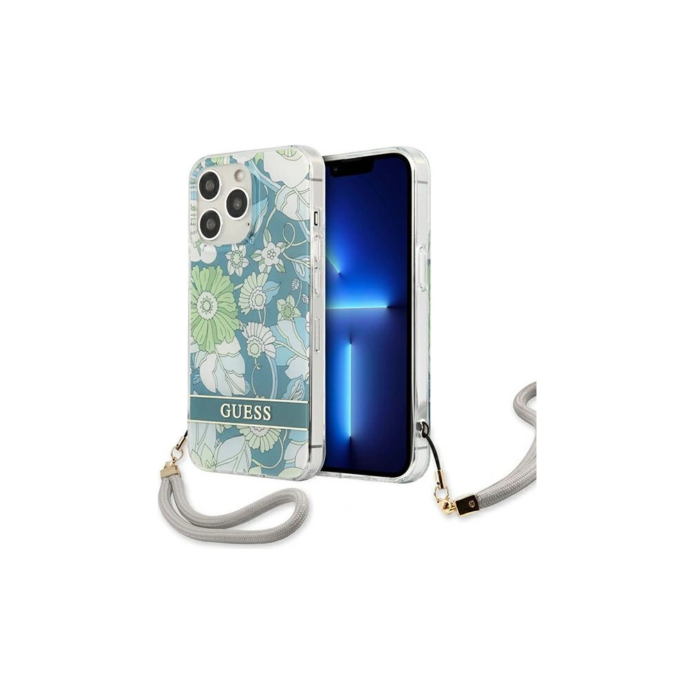 Etui Guess GUHCP13XHFLSN Apple iPhone 13 Pro Max zielony/green hardcase Flower Strap