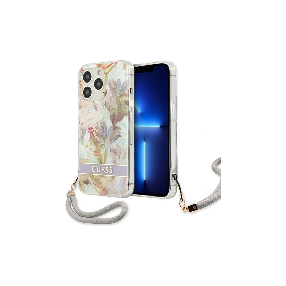 Etui Guess GUHCP13XHFLSU Apple iPhone 13 Pro Max fioletowy/purple hardcase Flower Strap