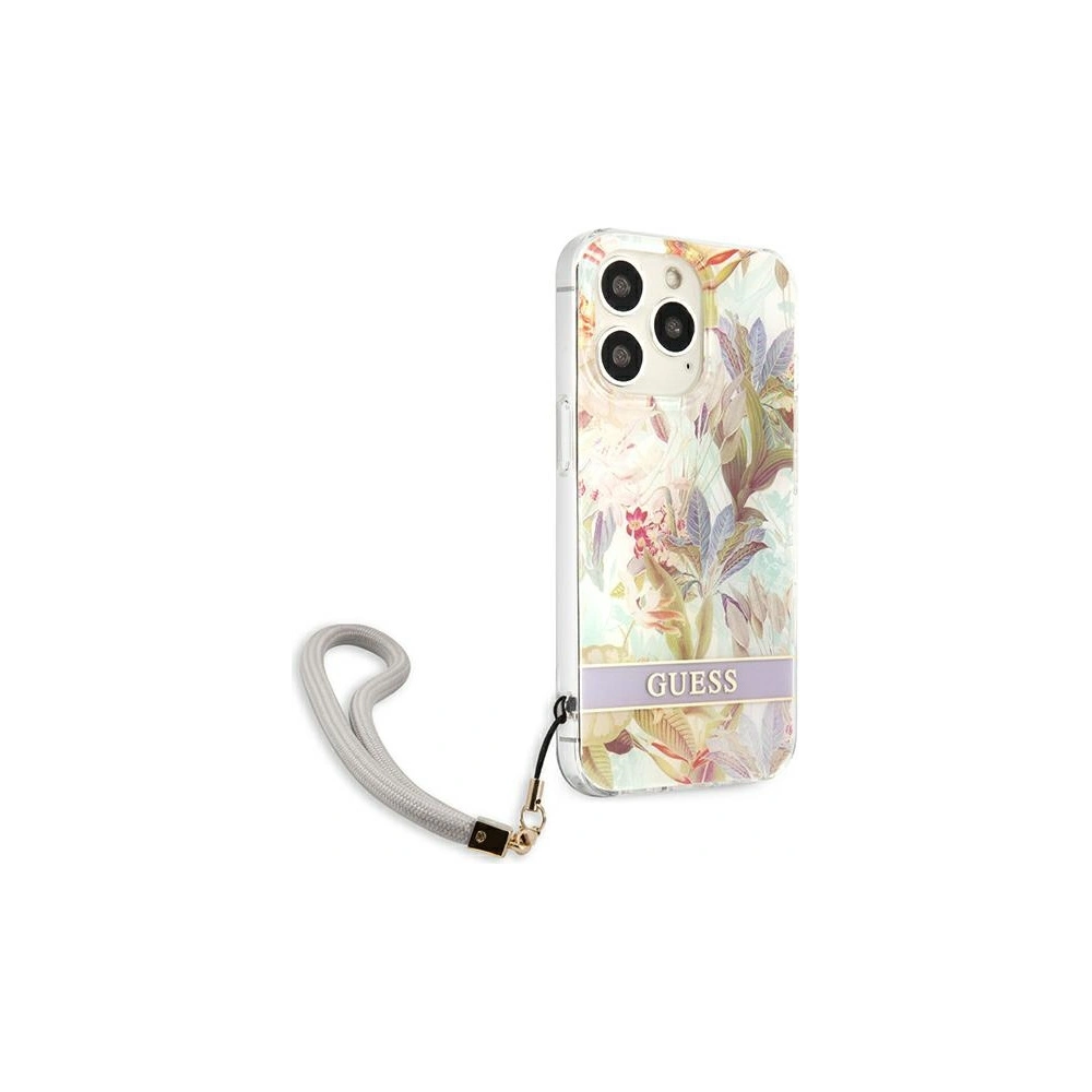 Etui Guess GUHCP13XHFLSU Apple iPhone 13 Pro Max fioletowy/purple hardcase Flower Strap