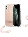 Guess GUOHCN61H4STP Apple iPhone 11 pink hardcase 4G Print Strap