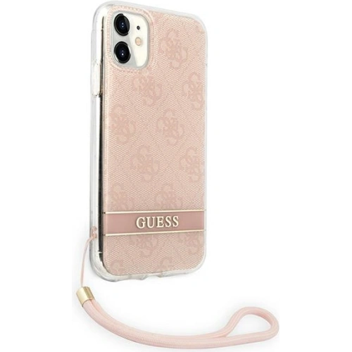 Kup Etui Guess GUOHCN61H4STP Apple iPhone 11 różowy/pink hardcase 4G Print Strap - GUE1789PNK - {ean13} - Sklep Home Screen