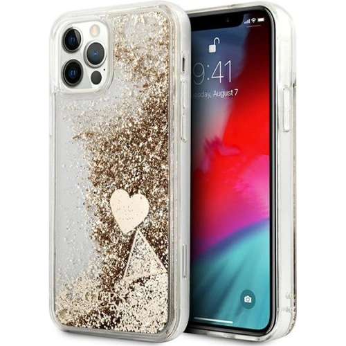 Kup Etui Guess GUOHCP12MGLHFLGO Apple iPhone 12/12 Pro arany/glitteres csillámok keménytok - GUE1791GLD - {ean13} - Sklep Home Screen
