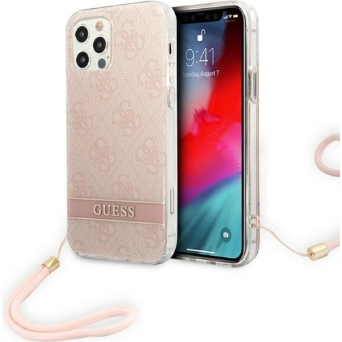 Kup Etui Guess GUOHCP12MH4STP Apple iPhone 12/12 Pro różowy/pink hardcase 4G Print Strap - GUE1792PNK - {ean13} - Sklep Home Screen