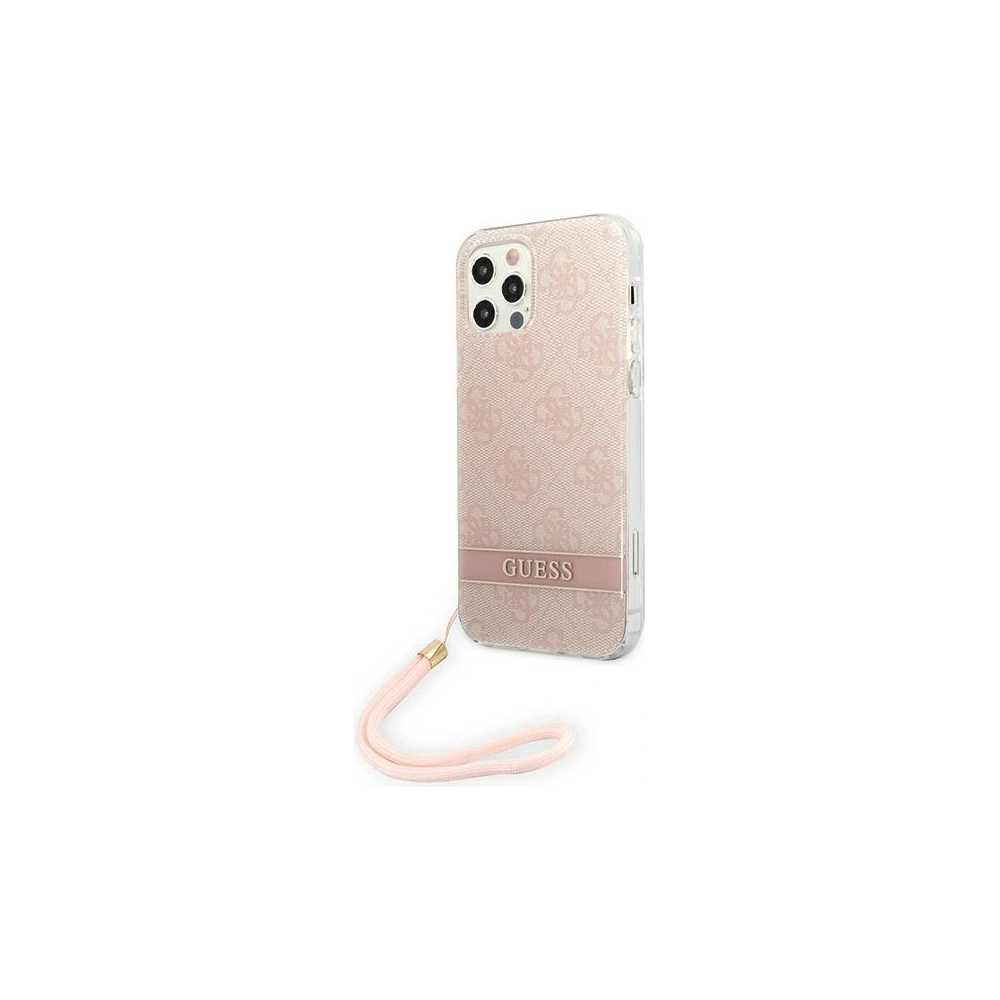 Etui Guess GUOHCP12MH4STP Apple iPhone 12/12 Pro różowy/pink hardcase 4G Print Strap