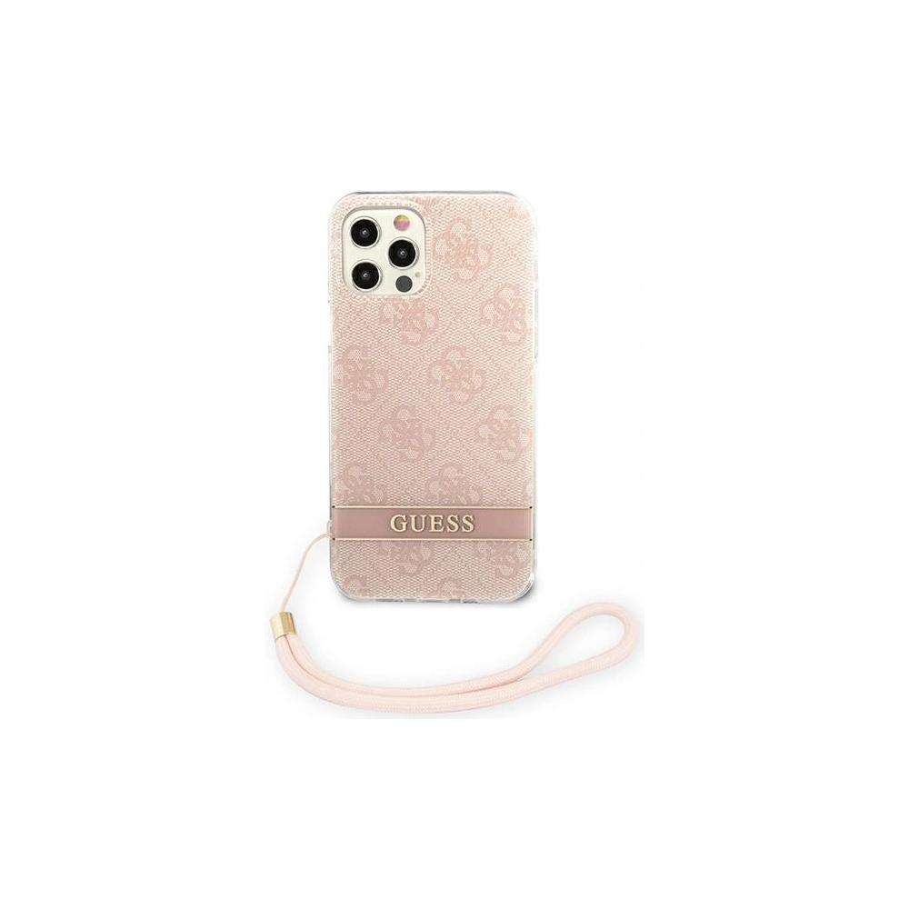 Etui Guess GUOHCP12MH4STP Apple iPhone 12/12 Pro różowy/pink hardcase 4G Print Strap