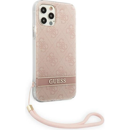 Kup Etui Guess GUOHCP12MH4STP Apple iPhone 12/12 Pro różowy/pink hardcase 4G Print Strap - GUE1792PNK - {ean13} - Sklep Home Screen