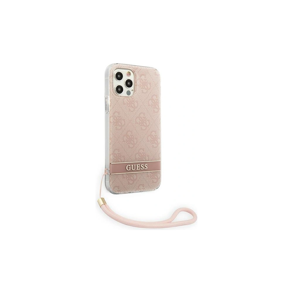Etui Guess GUOHCP12MH4STP Apple iPhone 12/12 Pro różowy/pink hardcase 4G Print Strap