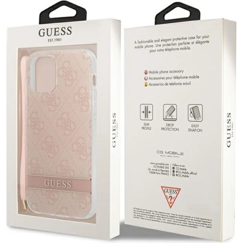 Kup Etui Guess GUOHCP12MH4STP Apple iPhone 12/12 Pro růžový/pink hardcase 4G Print Strap - GUE1792PNK - {ean13} - Sklep Home Screen