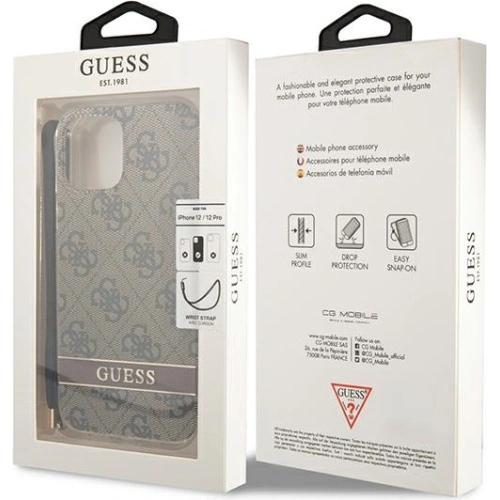 Kup Etui Guess GUOHCP12MH4STW Apple iPhone 12/12 Pro hnědý/brown hardcase 4G Print Strap - GUE1793BR - {ean13} - Sklep Home Screen