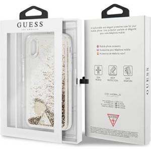Guess GUOHCPXGLHFLGO Apple iPhone XS/X złoty hard case Glitter Charms