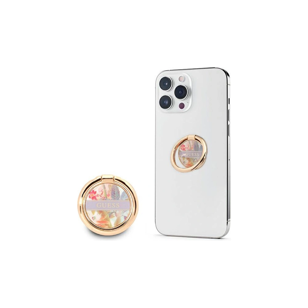 Uchwyt na palec Guess Ring stand GURSHCHMAU fioletowy/purple Flower