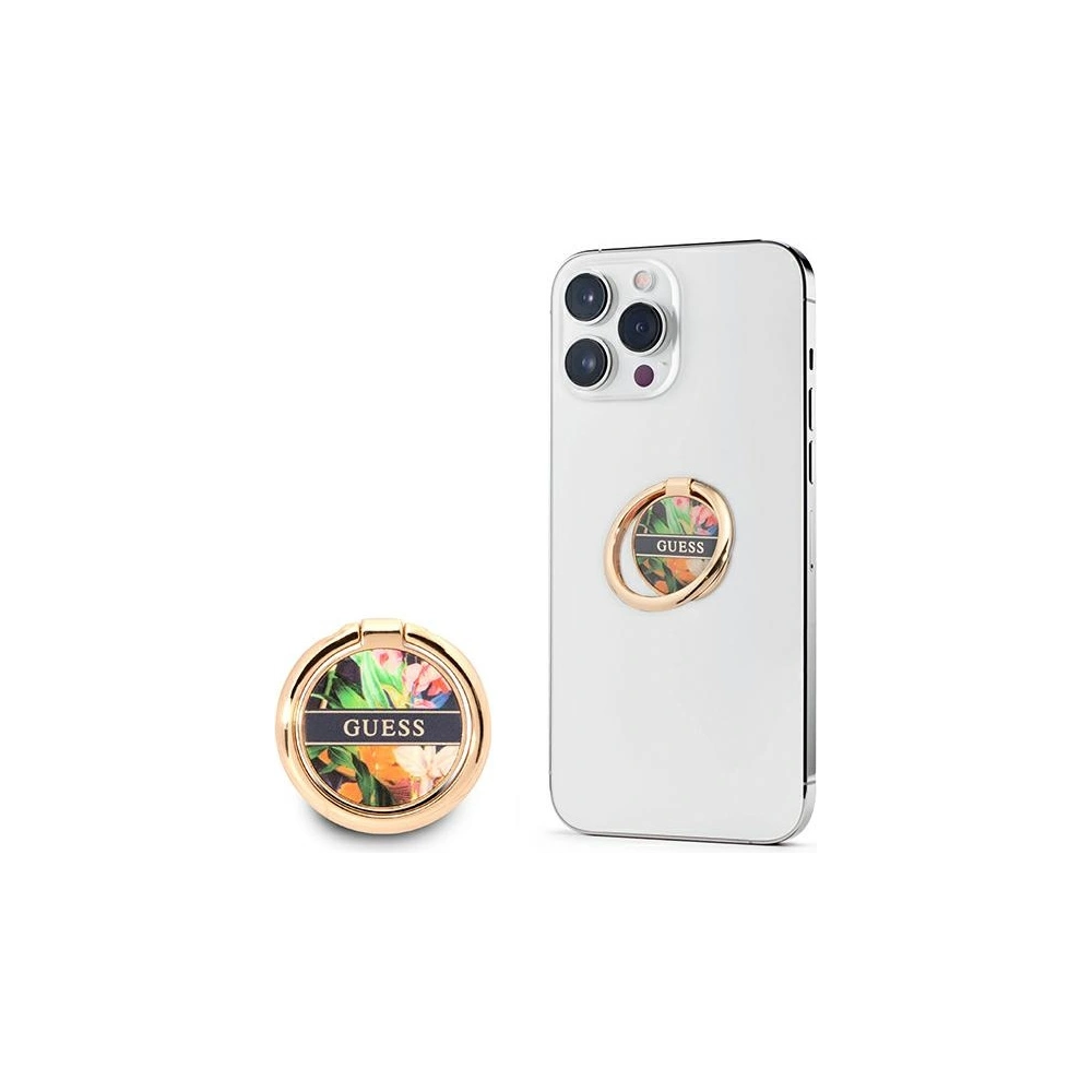 Uchwyt na palec Guess Ring stand GURSHHFLB niebieski/blue Flower