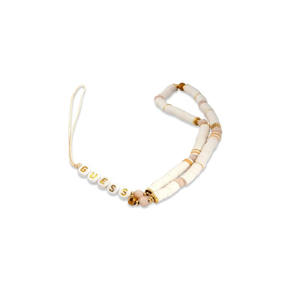 Zawieszka Guess GUSTPEARW Phone Strap biały/white Heishi Beads