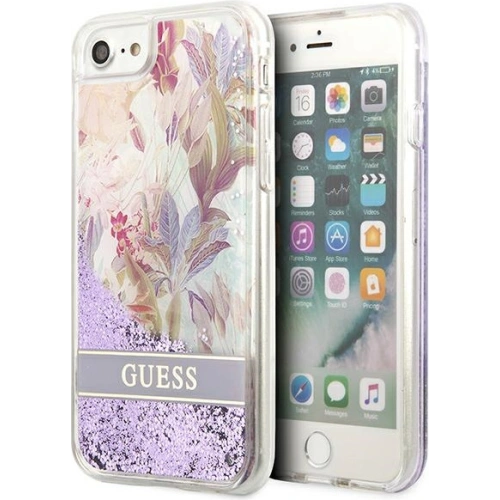Kup Etui Guess GUHCI8LFLSU Apple iPhone SE 2022/SE 2020/8/7 lila/purple kemény tok Virágos Folyadék Csillámpor - GUE1813PRP - {ean13} - Sklep Home Screen