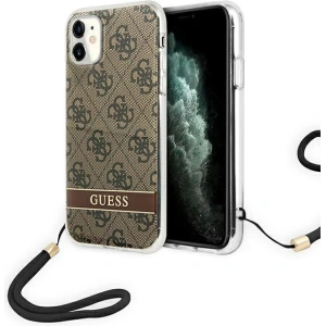 Kup Etui Guess GUOHCN61H4STW Apple iPhone 11 brązowy/brown hardcase 4G Print Strap - GUE1814BR - {ean13} - Sklep Home Screen