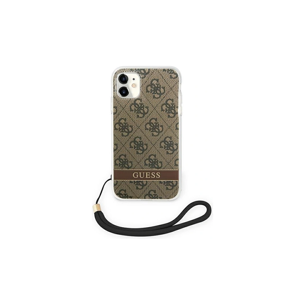 Etui Guess GUOHCN61H4STW Apple iPhone 11 brązowy/brown hardcase 4G Print Strap