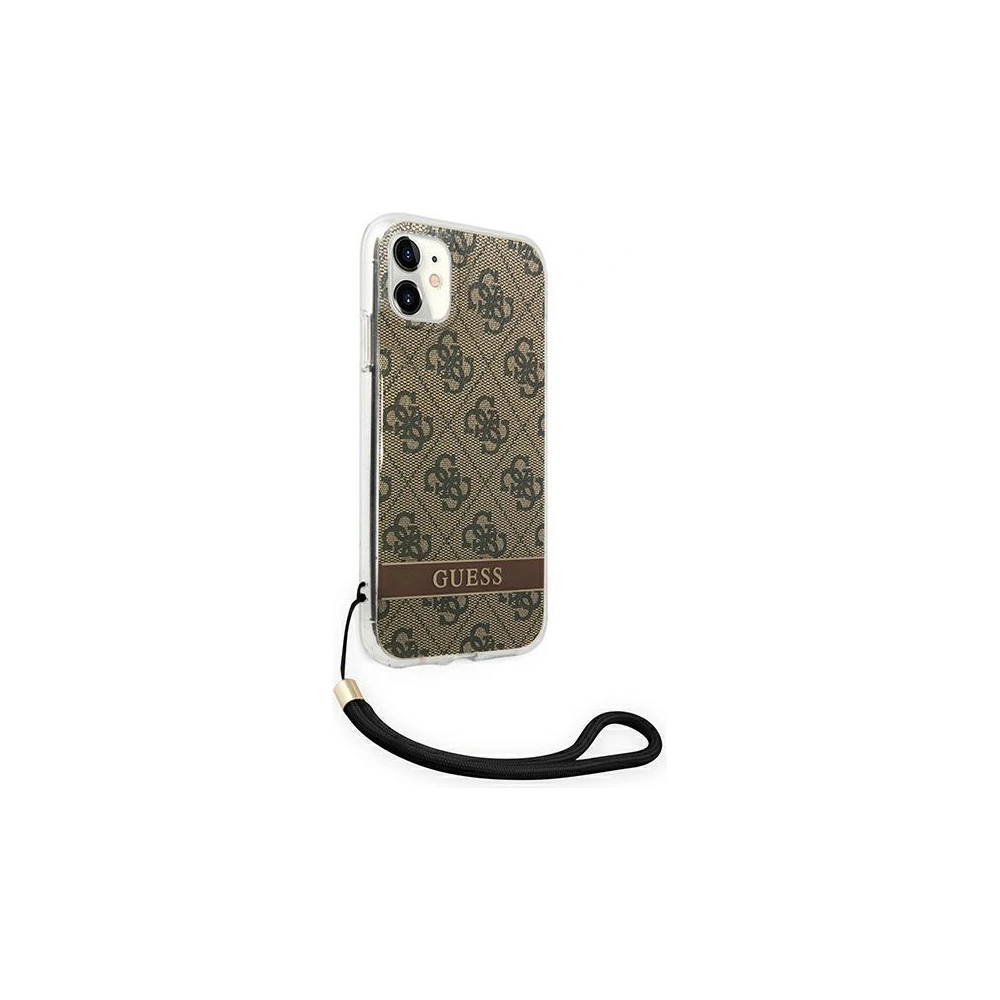 Etui Guess GUOHCN61H4STW Apple iPhone 11 brązowy/brown hardcase 4G Print Strap
