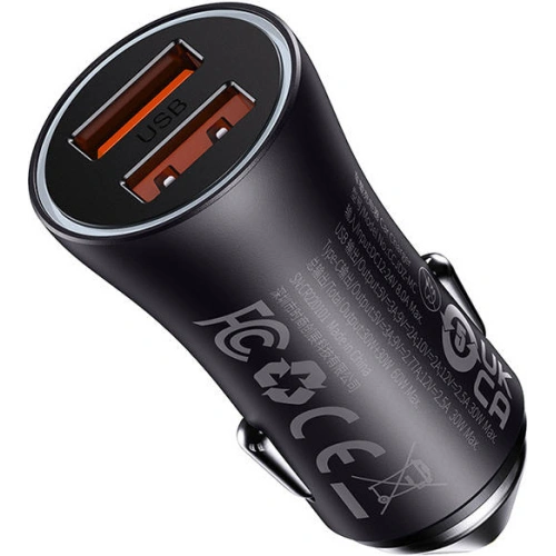Kup Ładowarka samochodowa Baseus Golden Contactor Max, 2x USB, 60W (szara) - BSU3252GRY - {ean13} - Sklep Home Screen