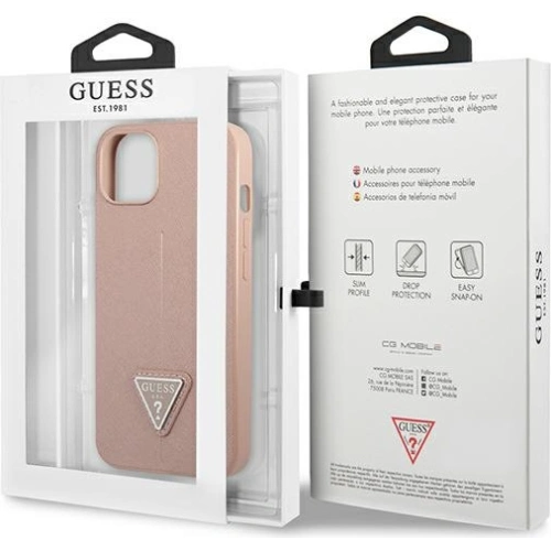 Kup Case Guess GUHCP13SPSATLP Apple iPhone 13 mini rosa/pink Hardcase Saffiano Triangle Logo - GUE1816PNK - {ean13} - Sklep Home Screen