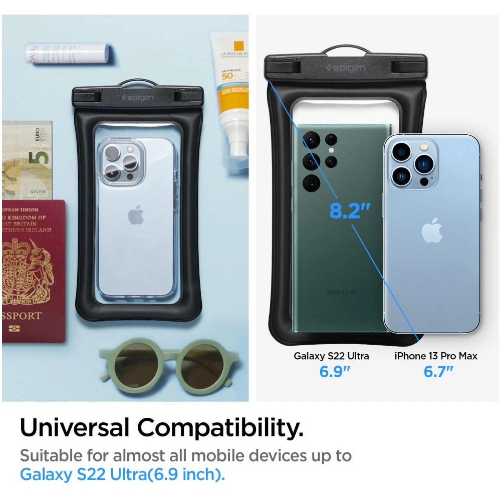 Uniwersalne wodoszczelne etui Spigen A610 Universal Waterproof Float Case Black [2 PACK]